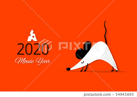 Funny mouse, symbol of 2020 year. Banner for your design Funny mouse, symbol of 2020 year. Banner for your design 54943893