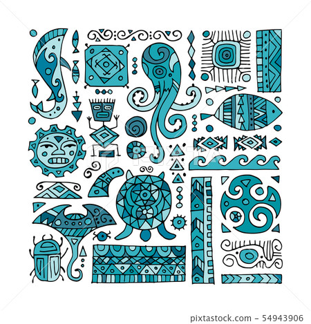 Ethnic handmade ornament for your design. Polynesian style 54943906