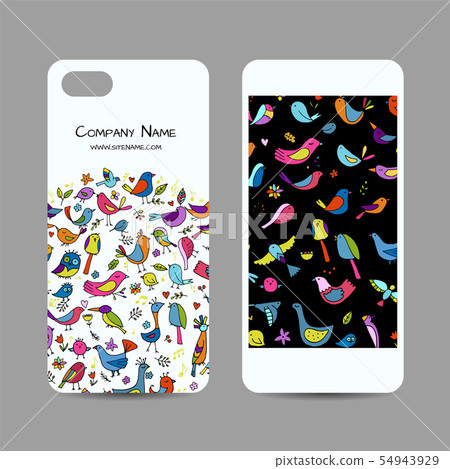 Mobile phone cover design, funny birds background Mobile phone cover design, funny birds background 54943929