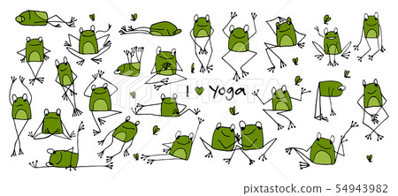Funny yoga frog, sketch for your design 54943982