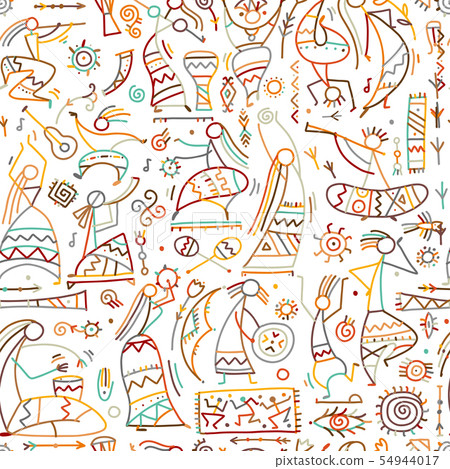 Folk ethnic dance, seamless pattern for your design 54944017