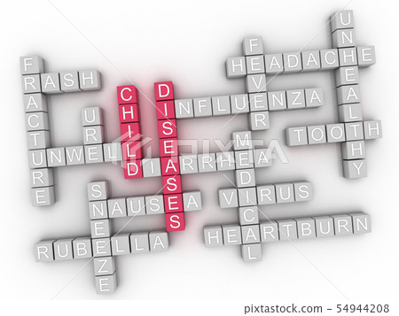3d  Children diseases isolated illustration, sick  54944208