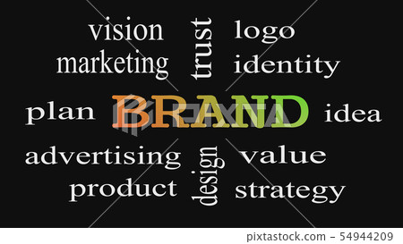 Brand concept word cloud on black background. 54944209