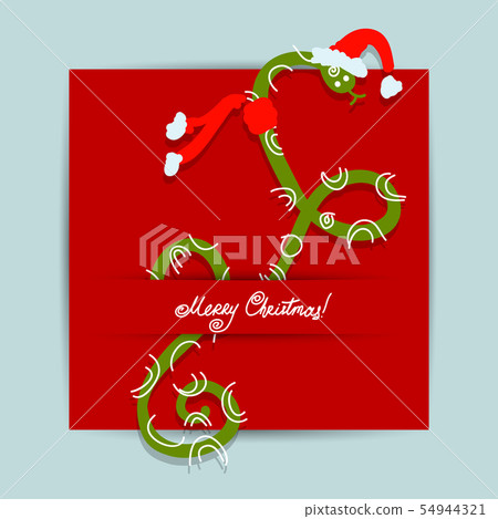 Christmas postcard design with snake, symbol of chinese new year 2013 Christmas postcard design with snake, symbol of chinese new year 2013 54944321