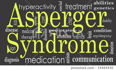 Asperger syndrome word cloud collage, health conce 54944430