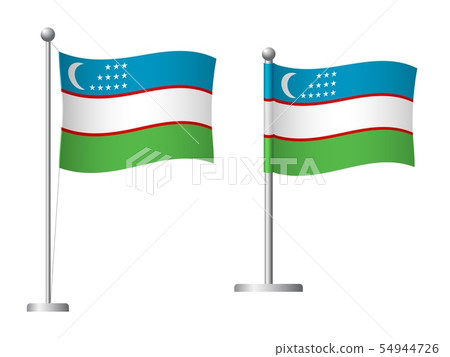 Uzbekistan flag on pole icon 54944726