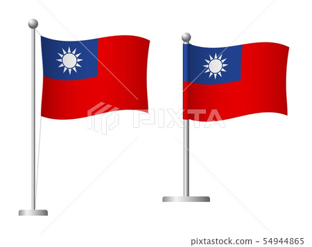 Taiwan flag on pole icon 54944865