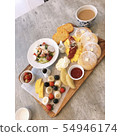 Breakfast of fruits and pancakes 54946174