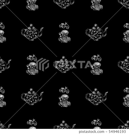 Seamless pattern of teapots and teacups isolated 54946193