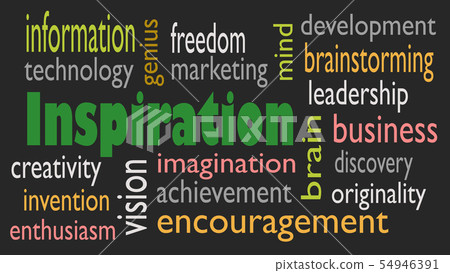 Inspiration word cloud concept on black background Inspiration word cloud concept on black background 54946391