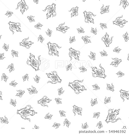 Seamless retro hand drawn teapots, great design 54946392