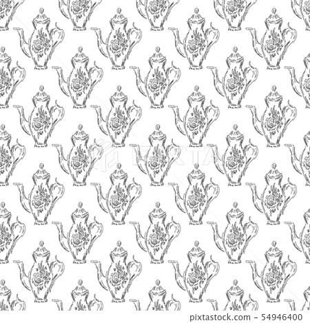 Seamless retro hand drawn teapots, great design 54946400