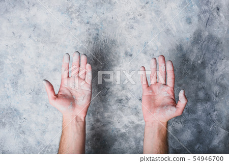 Man hands covered with paint Man hands covered with paint 54946700