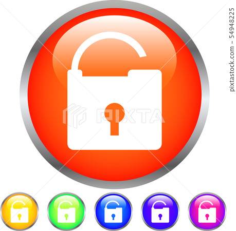 Button switch three-dimensional key padlock unlocked illustration Button switch three-dimensional key padlock unlocked illustration 54948225