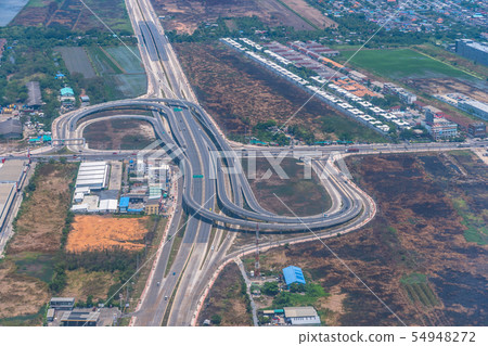 aerial view mainroad near Suvarnabhumi Airport aerial view mainroad near Suvarnabhumi Airport 54948272