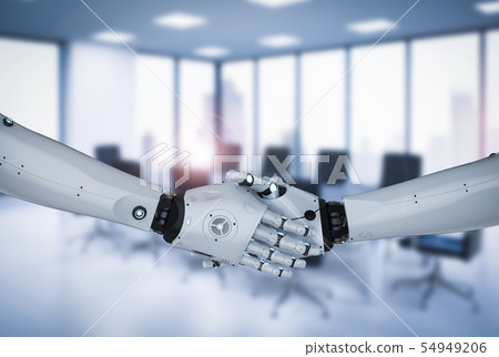 robot hand shake robot hand shake 54949206
