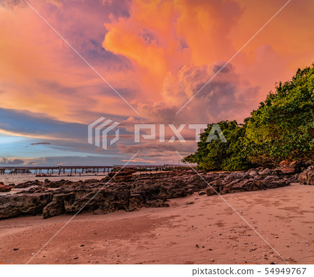 sunset above the rock at Kwang beach Krabi sunset above the rock at Kwang beach Krabi 54949767