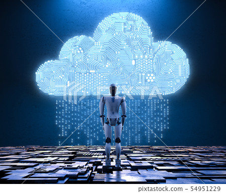 robot with circuit cloud robot with circuit cloud 54951229