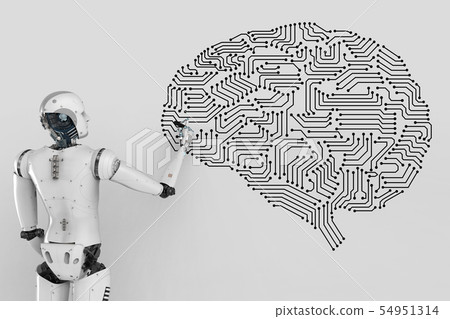 robot with circuit brain. robot with circuit brain. 54951314