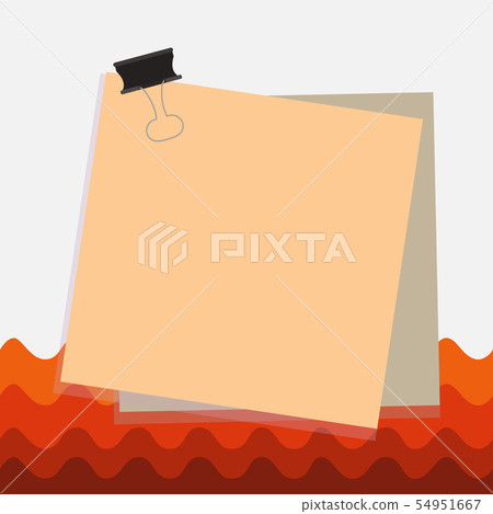 Colored two paper notes stuck by a black binder 54951667