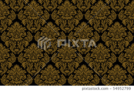 Damask pattern · Damask background illustration _ seamless pattern · continuous pattern _2 color scheme _ black base 54952799