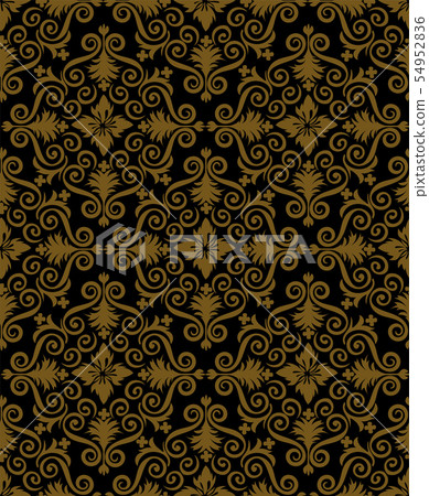 Damask pattern · Damask background illustration _ seamless pattern · continuous pattern _2 color scheme _ black base 54952836
