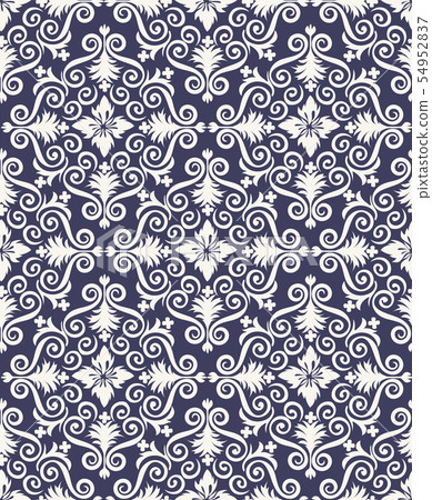 Damask pattern · Damask background illustration _ seamless pattern · continuous pattern _2 color scheme 54952837
