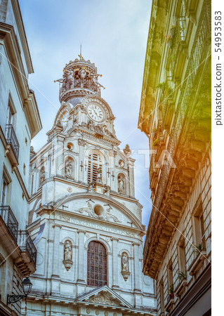 Ancient tower of a church in Nantes, France Ancient tower of a church in Nantes, France 54953583