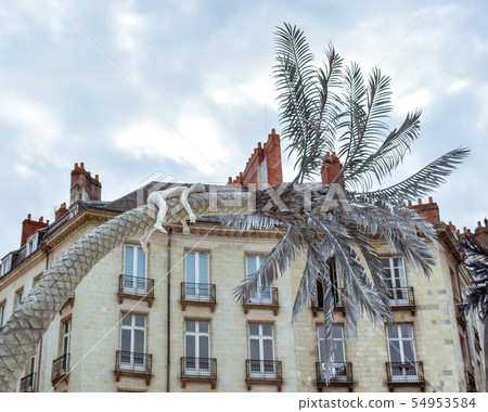 Sculpture and windows in Nantes square, France Sculpture and windows in Nantes square, France 54953584