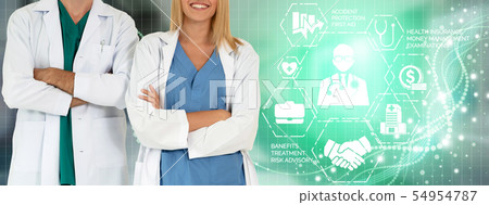Doctor with health insurance healthcare graphic. 54954787