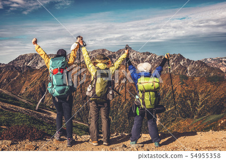 Hiker do trekking activity on mountain in Japan. 54955358
