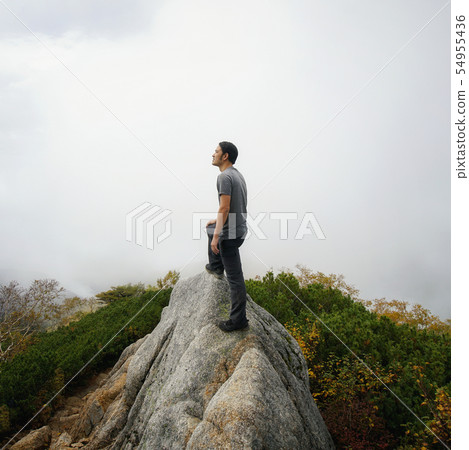 Hiker do trekking activity on mountain in Japan. Hiker do trekking activity on mountain in Japan. 54955436