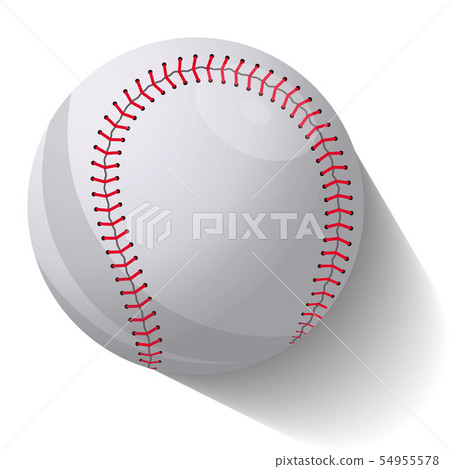 Realistic baseball ball in motion with shadow over white background. Vector illustration 54955578