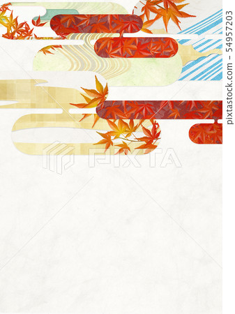 Background material-Japanese style-Japanese modern-Gold-Autumn leaves-Autumn 54957203