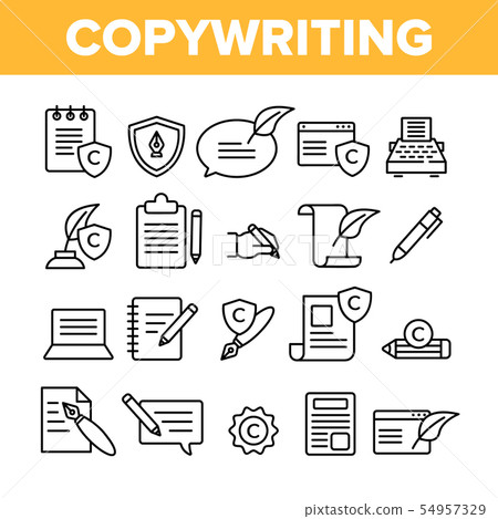 Copywriting and Blogging Vector Linear Icons Set 54957329