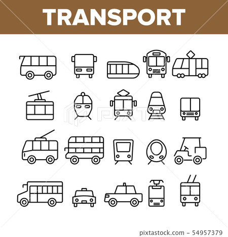 Public Transport And Vehicle Vector Linear Icons Set 54957379