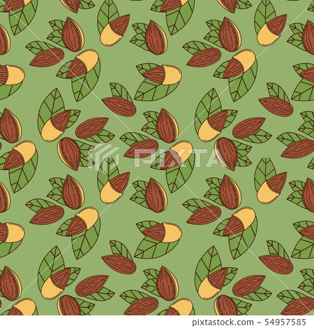 Seamless pattern of almond in cartoon style Seamless pattern of almond in cartoon style 54957585