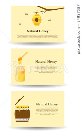 3 vector banners with honey and propolis objects 54957587