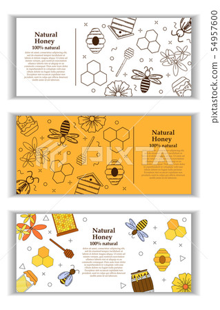 3 vector banners with honey and propolis objects 54957600