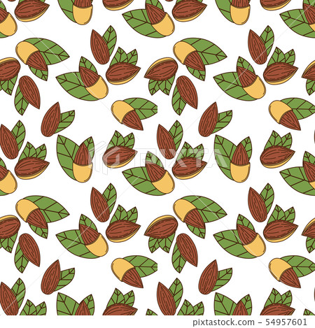 Seamless pattern of almond in cartoon style 54957601