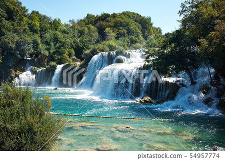 Waterfalls on Krka River. National Park, Croatia Waterfalls on Krka River. National Park, Croatia 54957774
