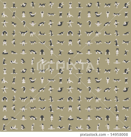 Yoga dogs poses and exercises doing clipart. Funny 54958008