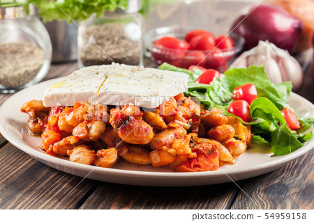 Baked giant beans with feta cheese Baked giant beans with feta cheese 54959158
