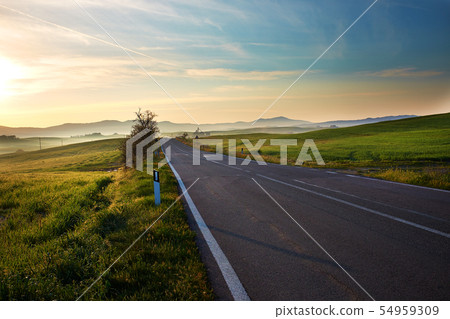 Sunset Tuscany landscape 54959309