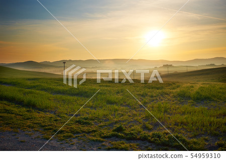 Sunset Tuscany landscape 54959310