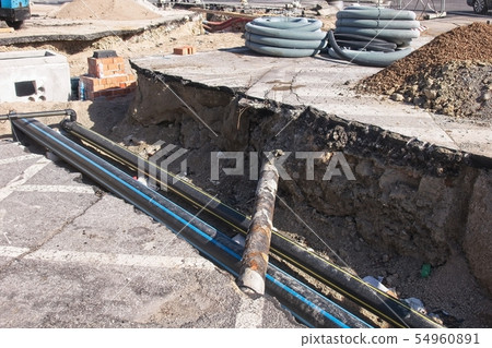 Construction industry. Road works. 54960891