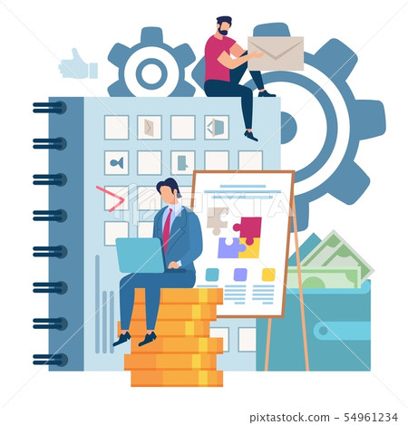 Bright Banner Effective Work with Notebook Flat. 54961234