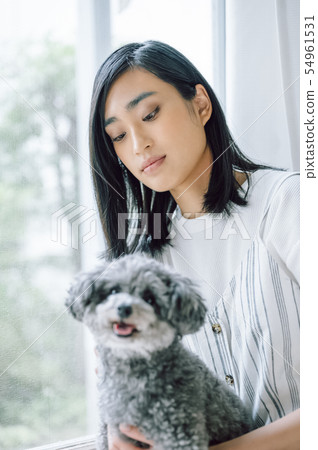 Life with a dog Woman Life with a dog Woman 54961531