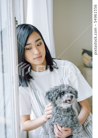Life with a dog Woman Life with a dog Woman 54961556