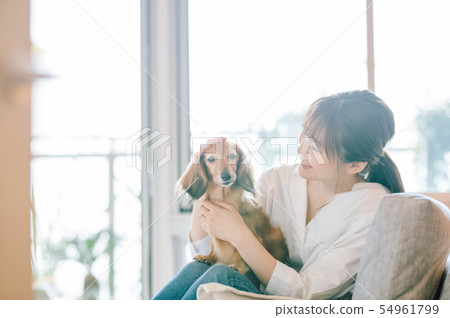 Life with a dog Woman Life with a dog Woman 54961799